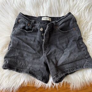 Abercrombie & Fitch Washed Black Denim Button-Front Shorts